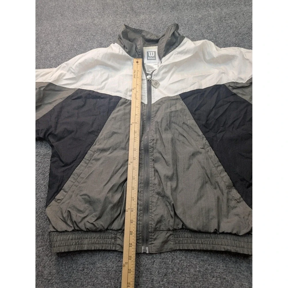 Wilson Jacket Mens L Gray Colorblock Windbreaker Full Zip Lined Tennis Athletic